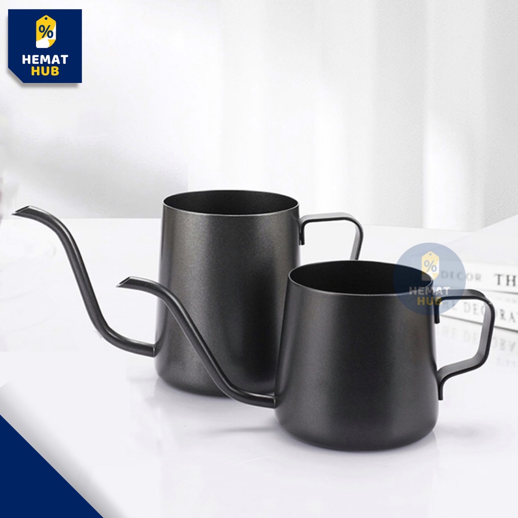 Teko Leher Angsa Ceret Kopi Stainless Steel Gooseneck Kettle V60 Pour Over Drip Maker Pot Hitam