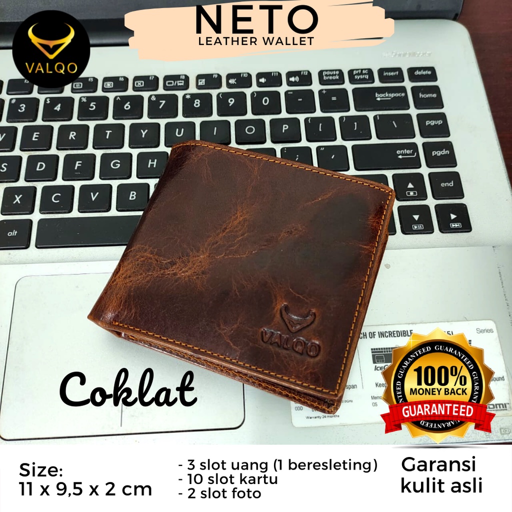 [VALQO] Dompet NETO Kulit Sapi Pria Cowok Slot Kartu Foto Koin bisa COD