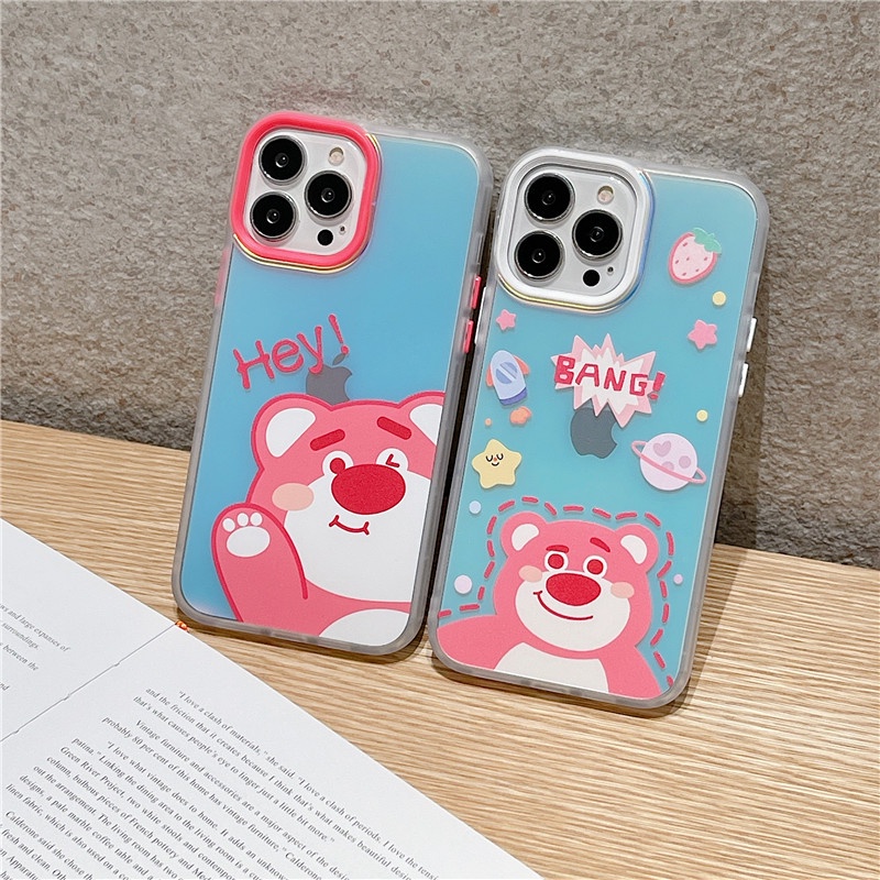 Casing iphone 11 12 13PROMAX X XS XR XSMAX 7 / 8plus shockproof Motif Beruang Strawberry