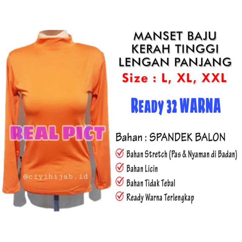Manset Baju Lengan Panjang Bahan Adem  Inner Turtle Neck Lengan Panjang Dalaman Baju Wanita Manset J