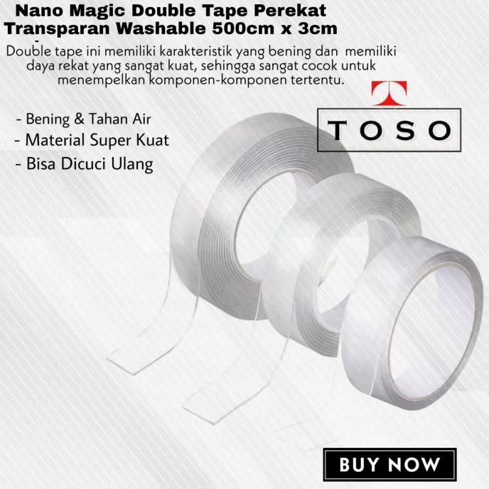 

(BISA COD) MAGIC NANO DOUBLE TAPE LAKBAN PEREKAT TAHAN AIR BENING 500CM X 3CM GRATIS ONGKIR Kode 684
