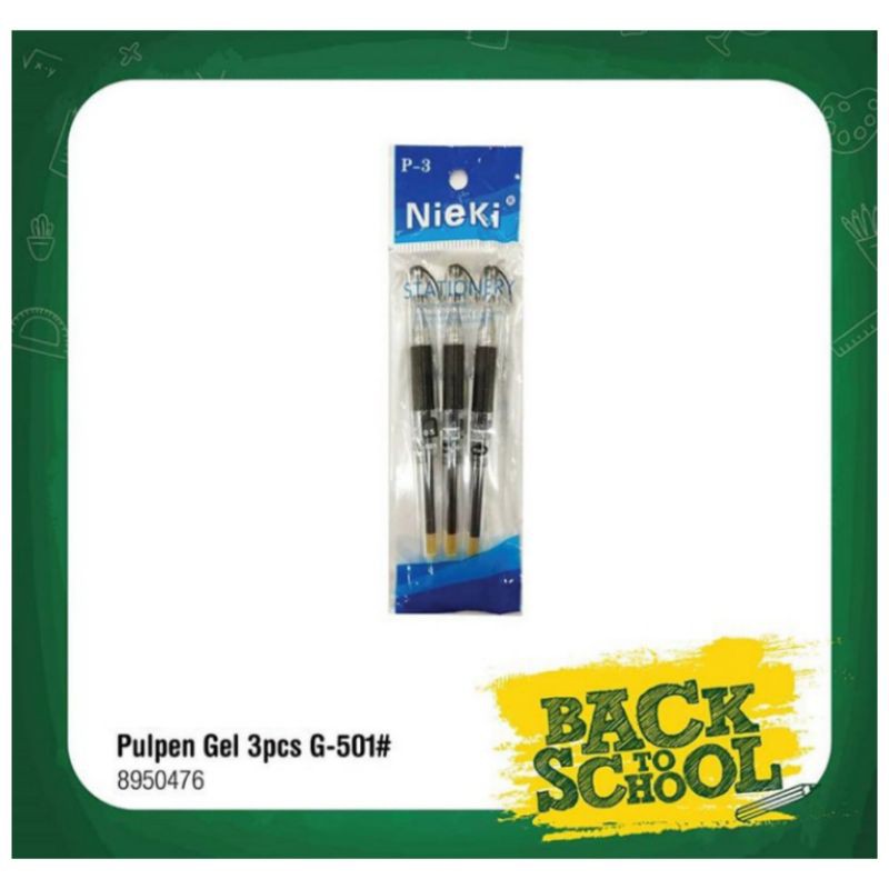 

Pulpen Gel Warna Hitam Isi 3pcs