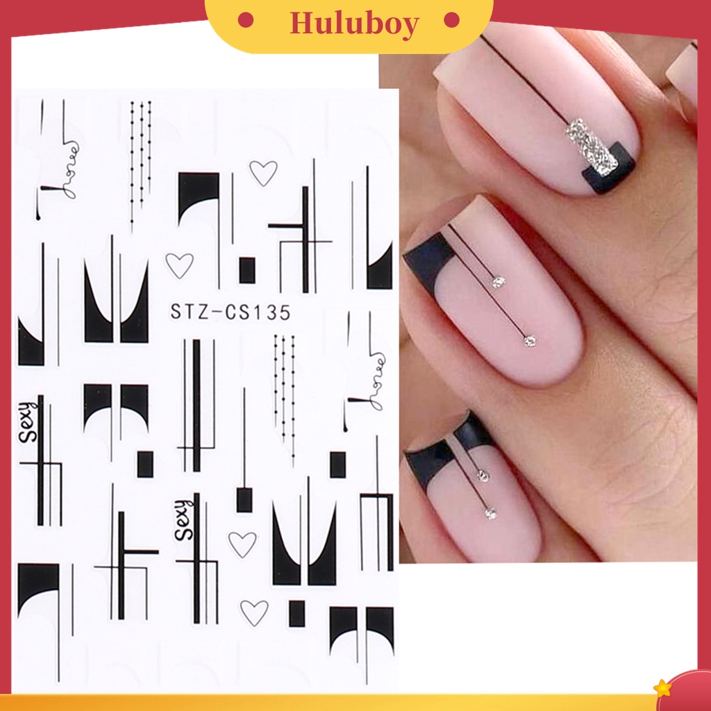 Huluboy Huluboy♡ Stiker Kuku Bahan Kertas Gaya Perancis Untuk Dekorasi Nail Art Wanita