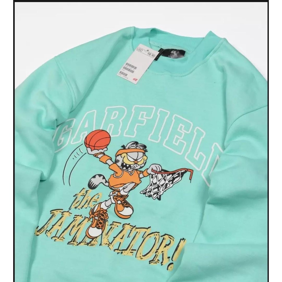 Sweater Hoodie Crewneck Nasa H*M Garfield Original Distro Lilac Premium Untuk Pria Dan Wanita