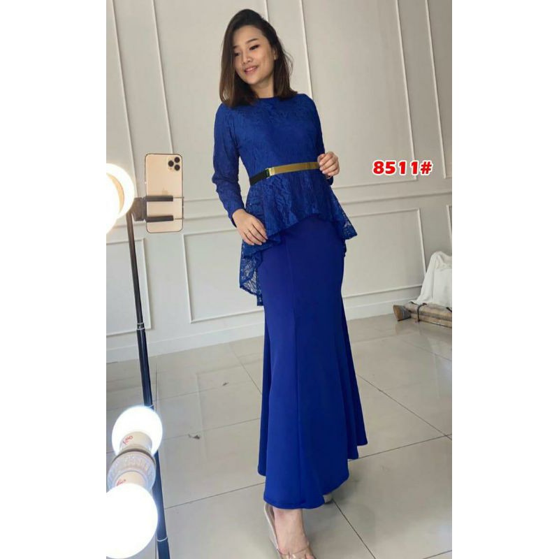 8511# longdress fashion ekor pesta/+FREE BELT BESI