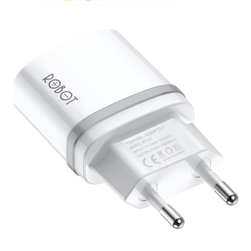 Travel Charger Robot 5V 1A Quick Charge RT-K7 Fireproof White Charger