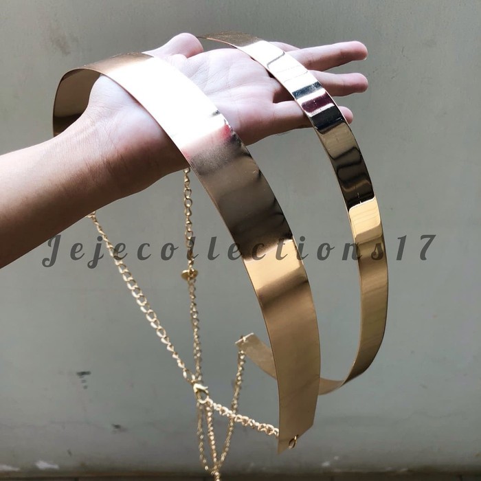Belt Full Plat Rantai Gold 2 cm - Ikat Pinggang Wanita