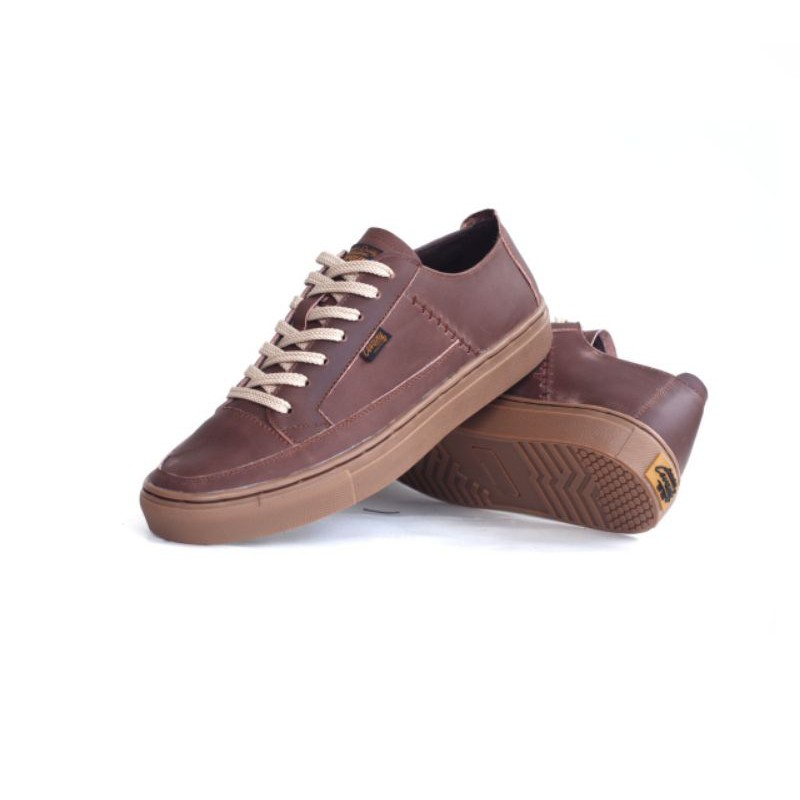 FULL LEATHER DANTE BROWN - Sepatu Sneakers Pria Kulit Asli Original Cevany 38 39 40 41 42 43 44