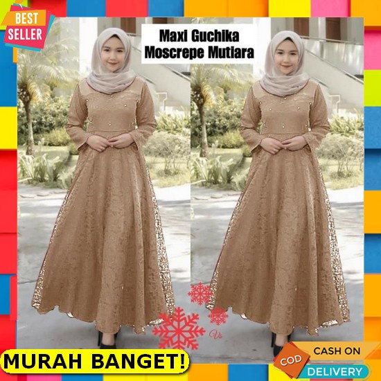 Zuha Brokat Baju Gamis Full Brukat Timbul Remaja Dewasa Wanita Muslim Terbaru - Berukat Import Kekin