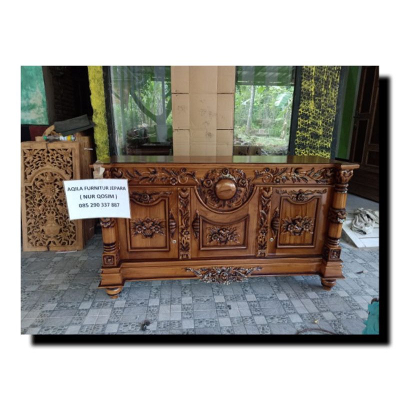 MEJA TV BIFET HIAS BUFET BULAN JATI UKIR JEPARA