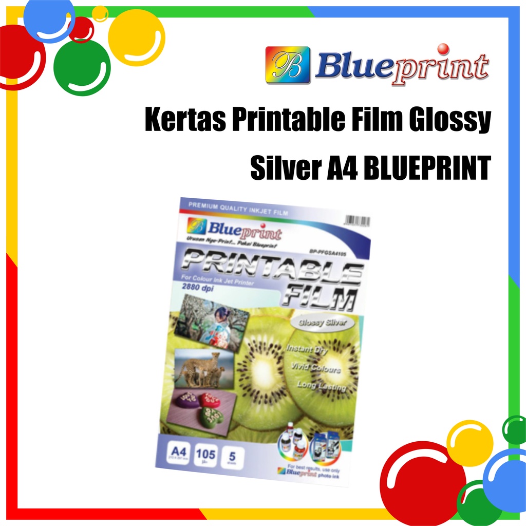 

Kertas Film / Glossy Silver Printable Film BLUEPRINT A4