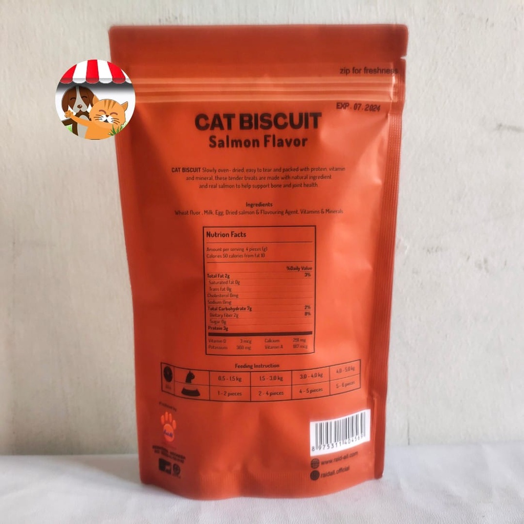 Raid All Cat Biscuit Salmon 90gr - Snack Cemilan Kucing