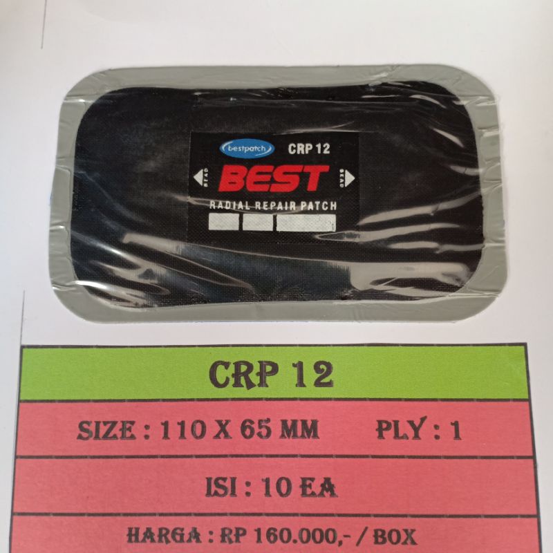 Bestpatch CRP 12 Radial Tyre Patch - Karet Tambal Ban Luar - Bestpatch - 1 Box isi 10pcs