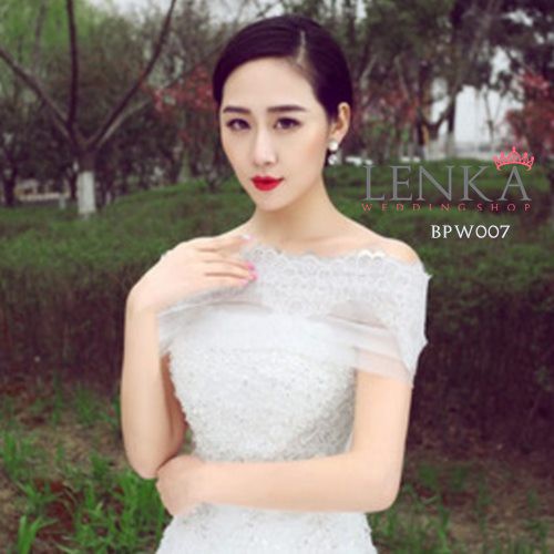 [TOKO TERPERCAYA] BOLERO PESTA PERNIKAHAN WEDDING WANITA SABRINA LACE PUTIH BPW007