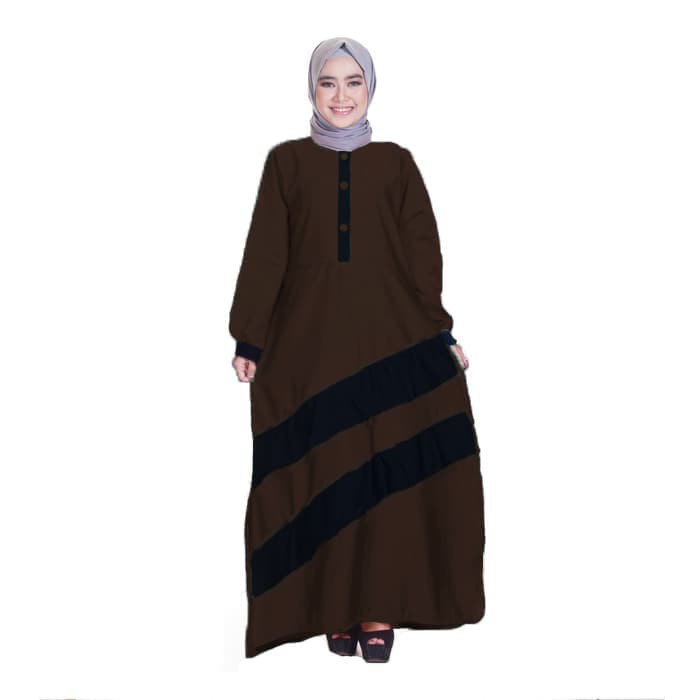 MURAH Pakaian atasan set muslimah sabyan ibu wanita KARINA DRESS COKLAT ramadhan puasa mesjid kerja