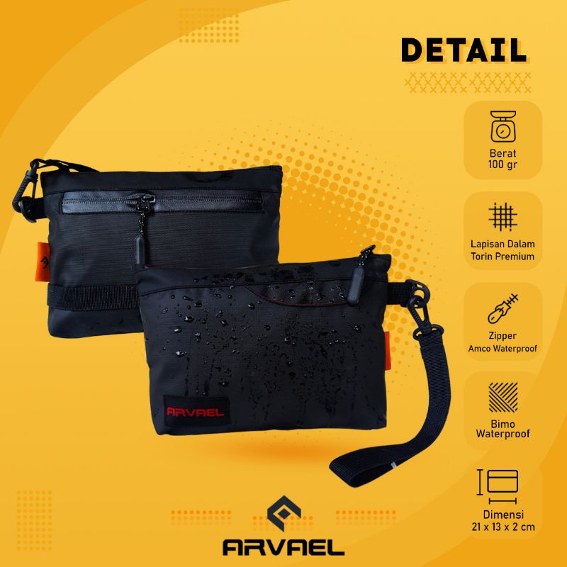 Tas Tangan Pria Clutch Bag Anti Air Premium Pria Wanita Kerja Kantor Arvael Jons