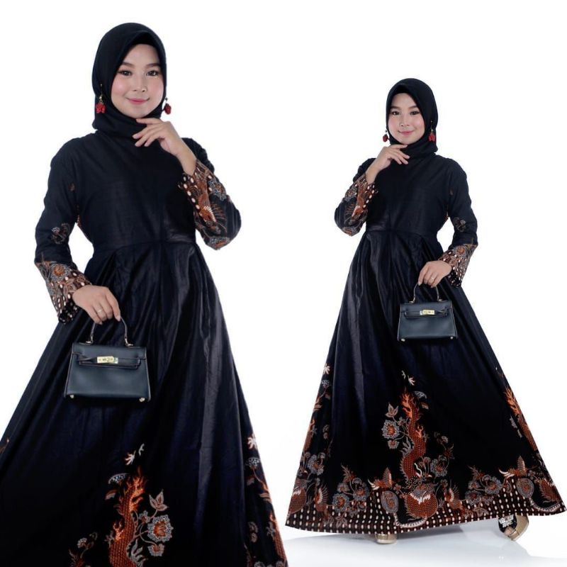 gamis batik terlaris dengan bhan yang halus ukuran LD 110cm  panjang 140cm