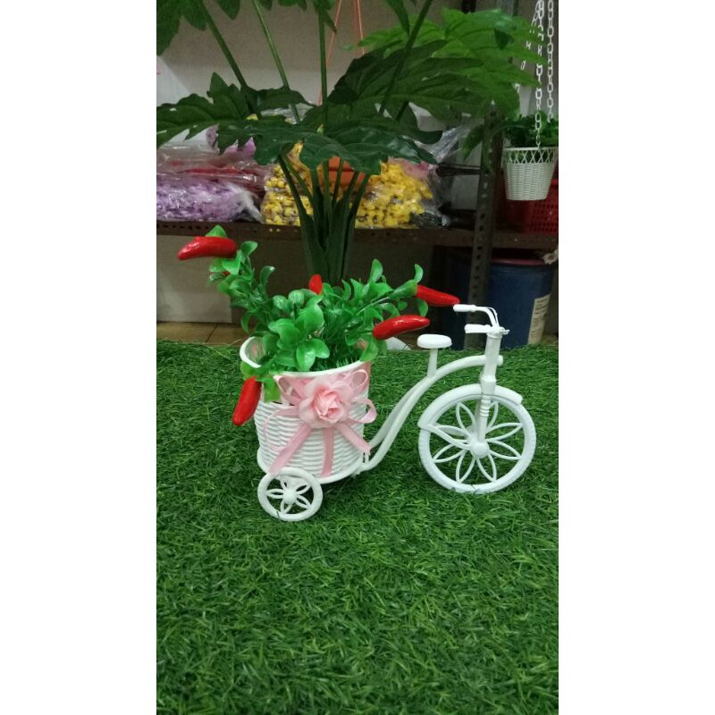 Bunga Hias Cabe Cabe an Pot Sepeda Mini