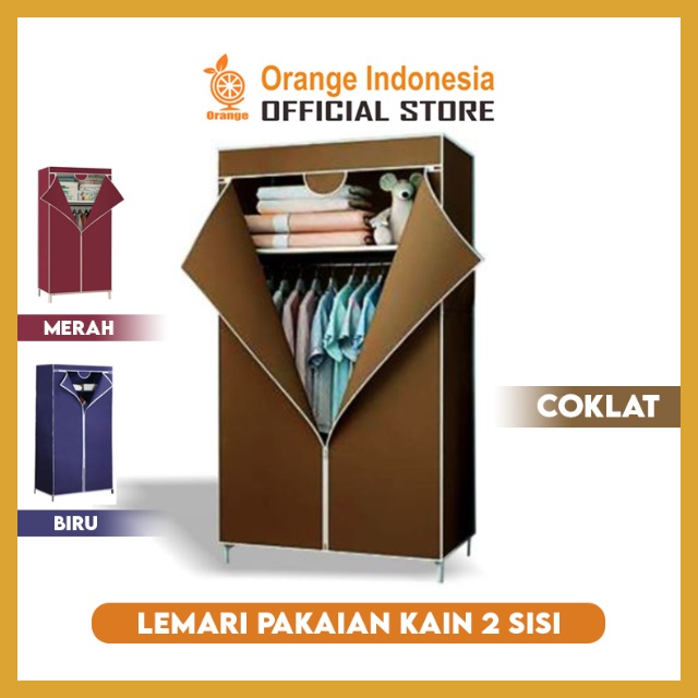 Lemari Pakaian Kain 2 Sisi  Lemari Portable Lemari Serbaguna Lemari Kain Resleting Lemari 70 Pakaian Minimalis GOSHOP88