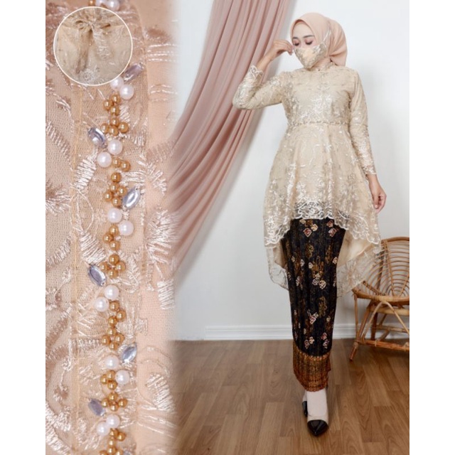 Permata Olshop / Kebaya Aurora Zahra Mutiara Payet ST / Kebaya Wisuda / Kebaya Seragam Nikah / Kebaya Brukat Payet Modern / Kebaya Lesty