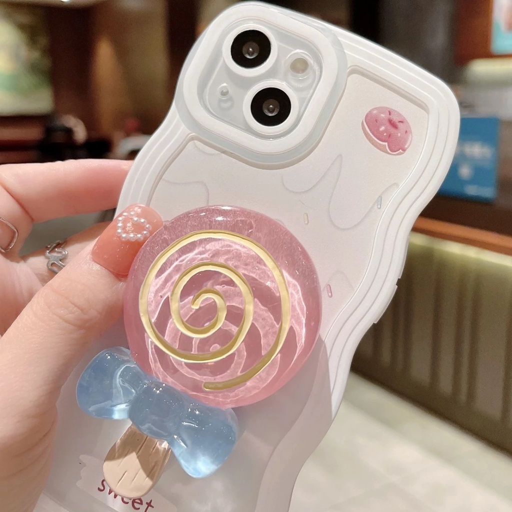 Soft Case TPU Transparan Motif Kartun Es Krim Lolipop 3D Untuk IPhone 11 12 13 Pro Max