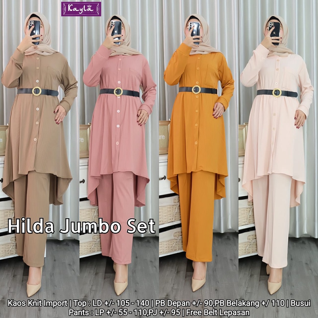 Tunik + celana wanita murah syar'i Hilda Jumbo set ori by Kayla