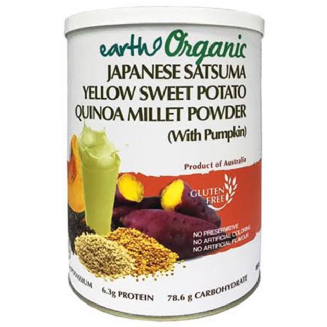 Earth Living Organic Japanese Satsuma Yellow Sweet Potato Quinoa Millet Powder (with Pumpkin ) 850g