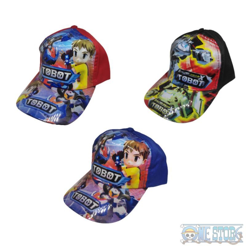 Topi anak mika karakter tobot print terbaik