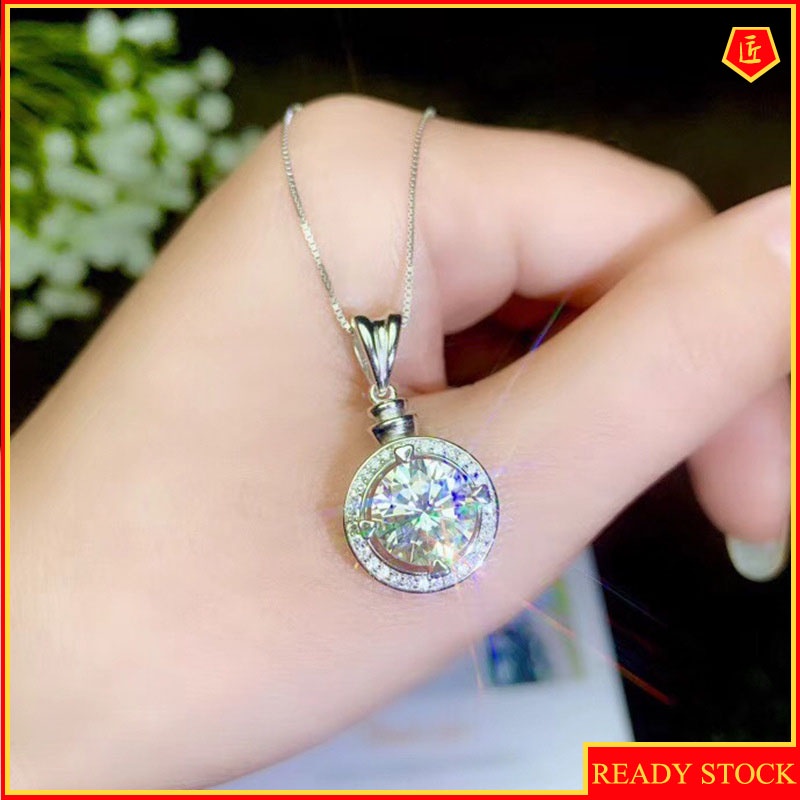 [Ready Stock]2 Karat Diamond Necklace for Women Pt950 Platinum Clavicle Chain Simple Fashion