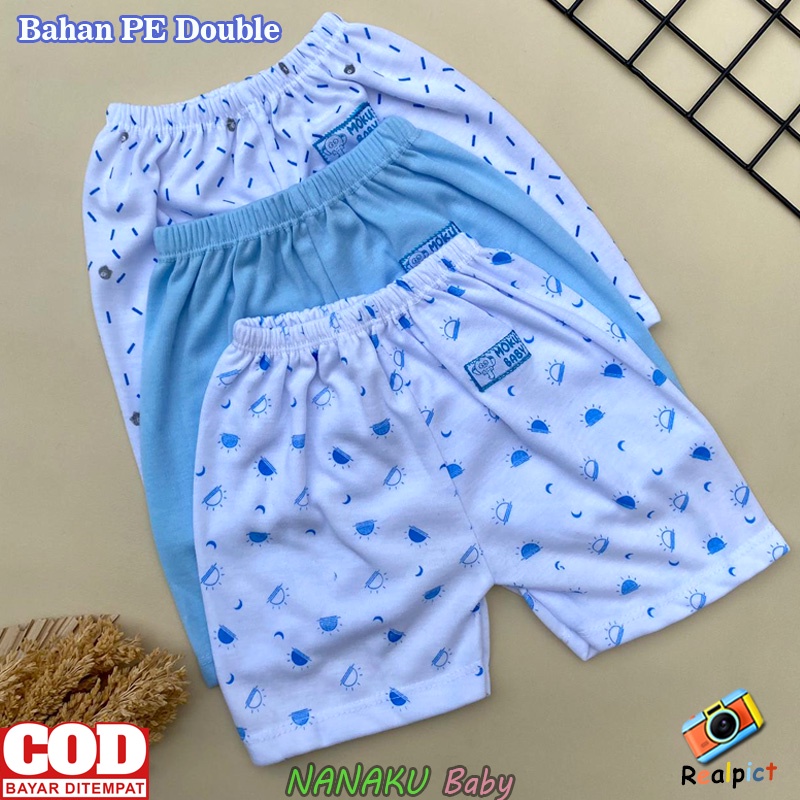 Isi 3 PCS Celana Bayi Baru Lahir Celana Pendek Bayi Seri Biru Usia 0-3 Bulan - Ana Baby