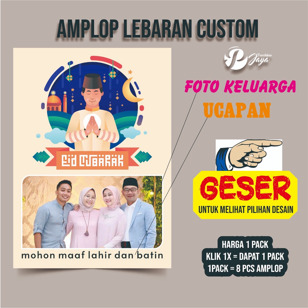 

Amplop Lebaran Custom 8 PCS req Foto & Tulisan 1 pack isi 8 pcs