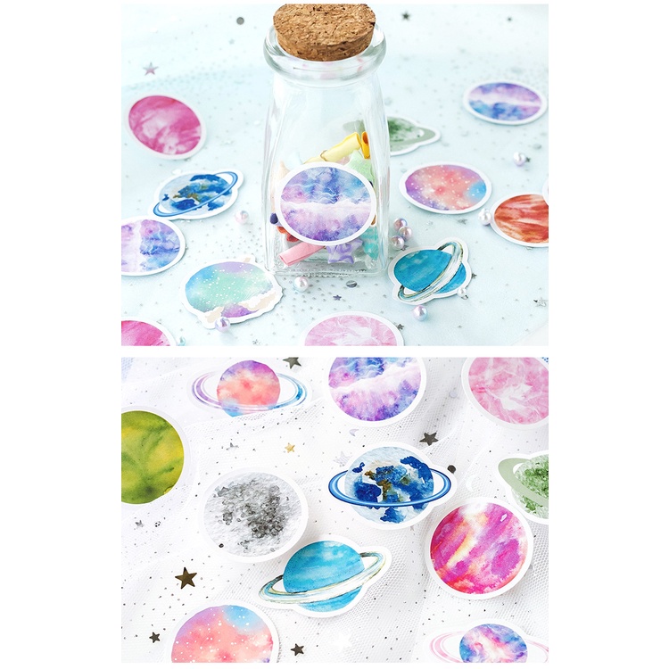 45pcs/set Colorful Diy Handmade Planet Motif Stickers For Notebook/Mobile/Refrigerator Decoration
