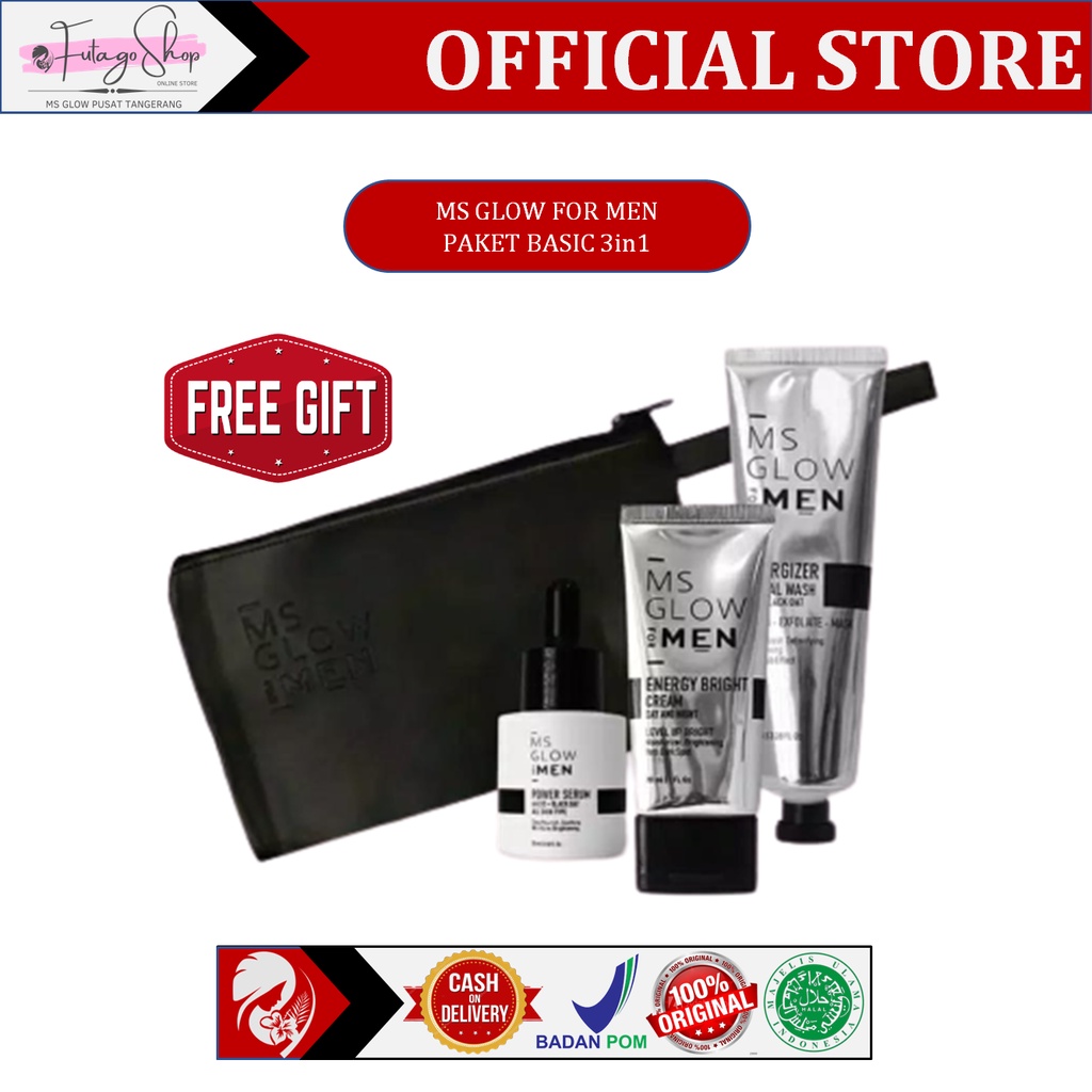 MS GLOW BASIC MEN / SKINCARE PRIA ORIGINAL / MENGHILANGKAN JERAWAT / MS GLOW MEN 3in1