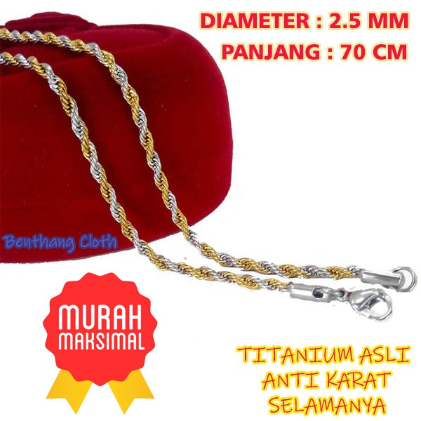 Kalung TITANIUM Motif TAMBANG KOMBINASI Big Promo 70cm