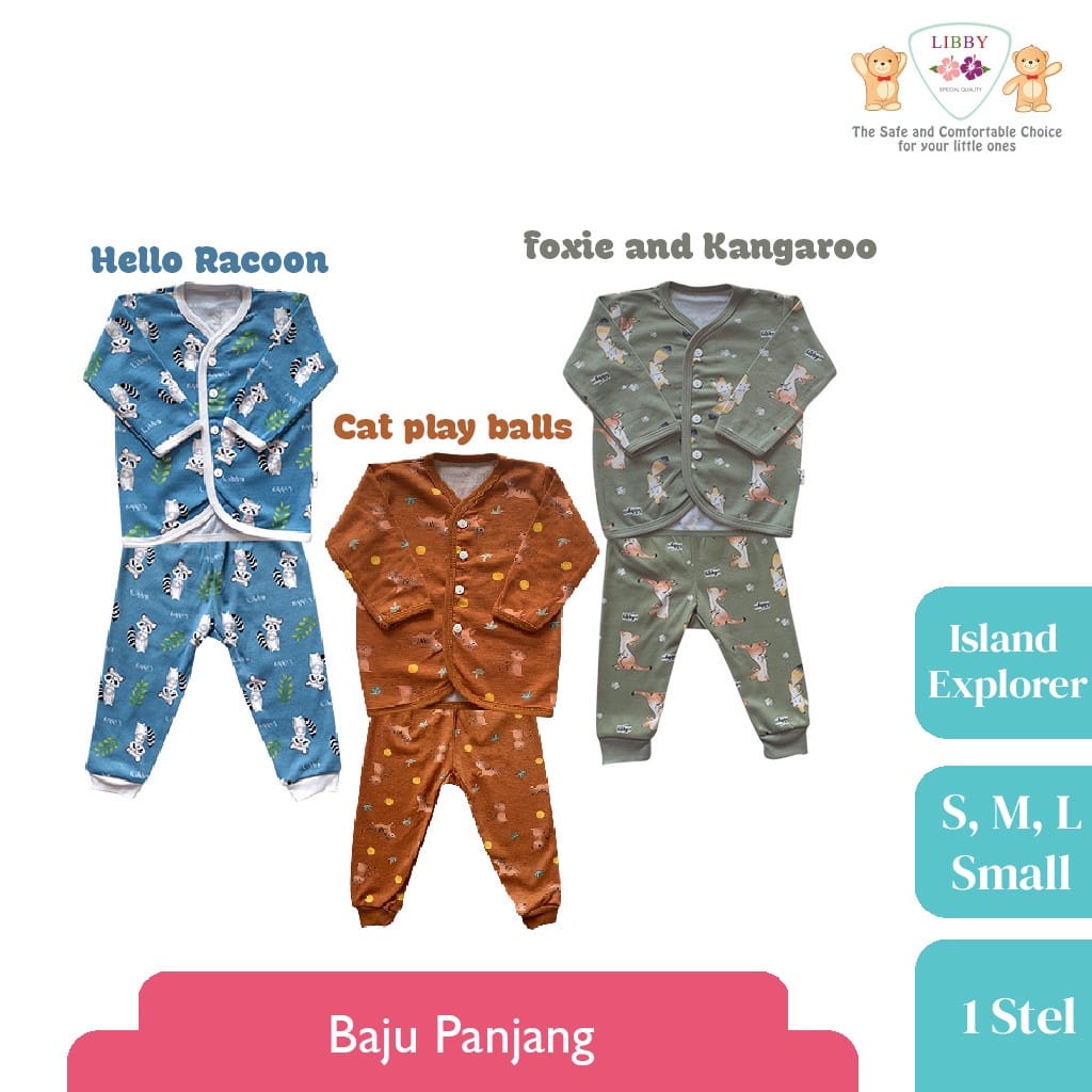 LIBBY - SETELAN BAJU PANJANG KANCING DEPAN LIBBY - SET BAJU ANAK LIBBY - PIYAMA ANAK