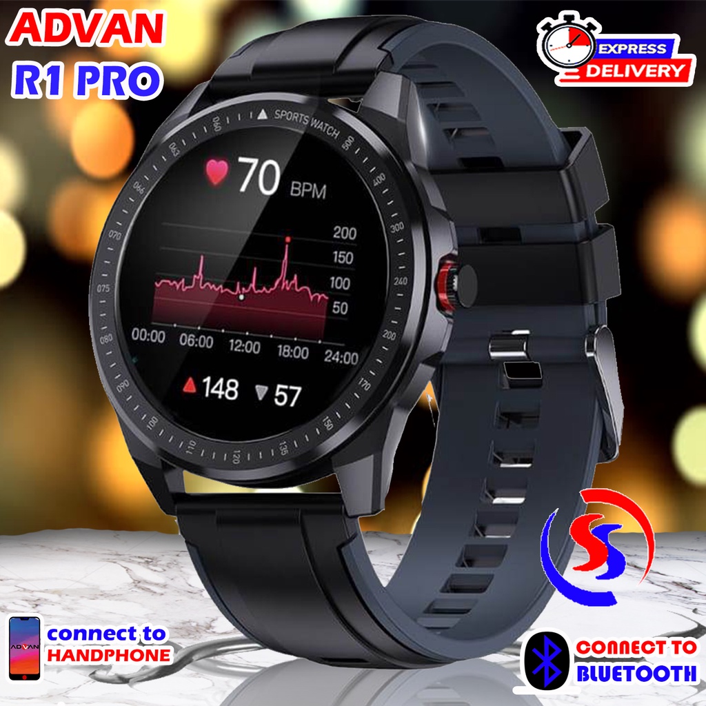 JAM TANGAN SMARTWATCH ADVAN START GO R1 PRO 1,3 INCI - PEMANTAU SpO2 24 Jam - BLOOD OXYGEN - HITAM