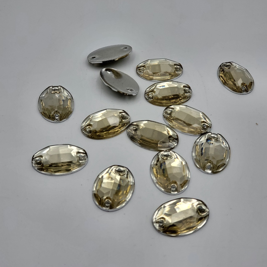 DIAMON RESIN KRISTAL MOTIF BULAT OVAL WARNA BW UKURAN 15X23 KUALITAS BAGUS DAN KILAU PER LUSIN