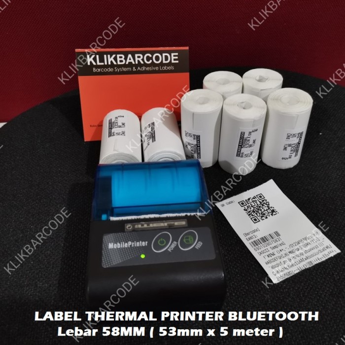 

LABEL STICKER THERMAL 58 MM ( 53mm x 5meter ) mini printer 58mm tempel