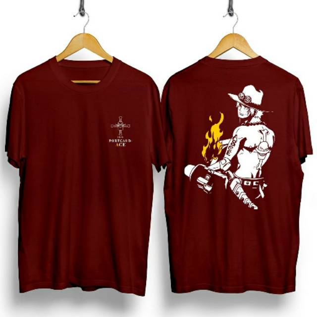 Fourfashion Kaos Pria Kaos Distro PORTGAS D. ACE Maroon CN718