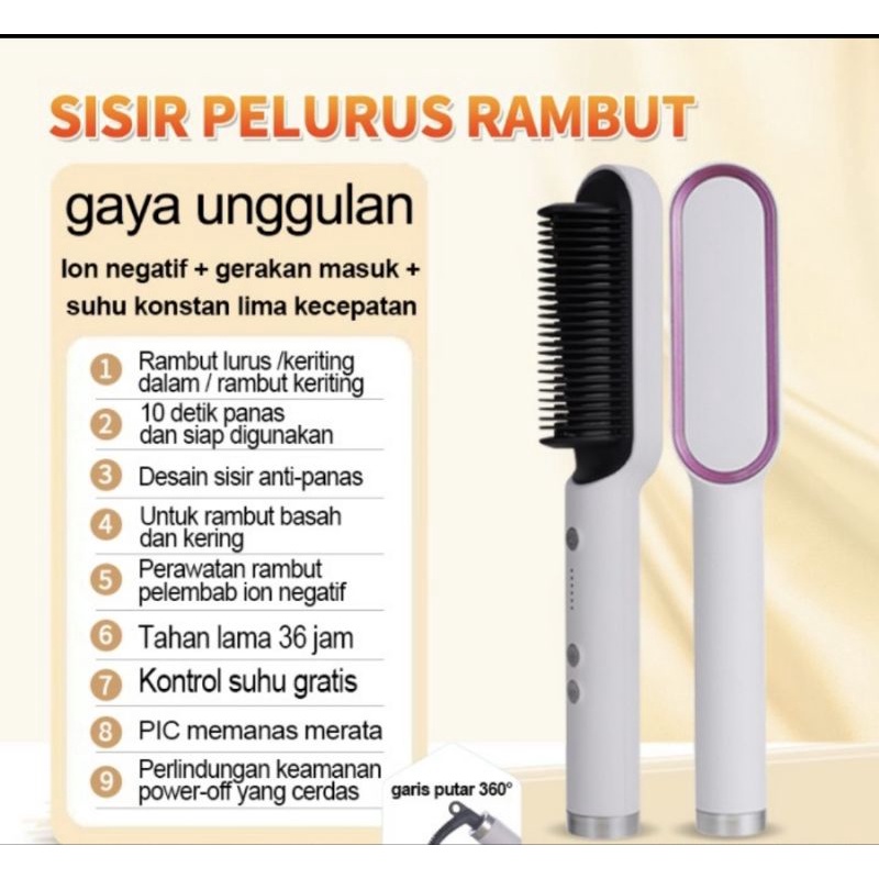 VIRAL ! Sisir Catokan Ion Listrik Pelurus Rambut 2 IN 1 LURUS/KERITING Hair Straightener Curter Tidak Merusak Rambut