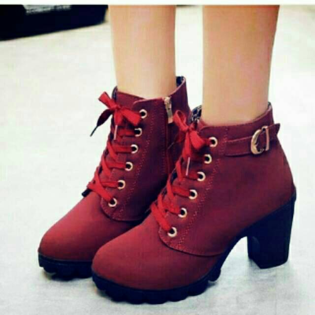 Boots Zipper Maroon