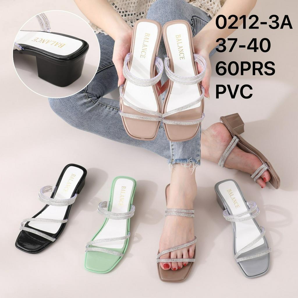 Sandal Selop Wanita Karet Import BALANCE Motif Glitter Ringan Empuk Hak 5 Cm / 0212-3A