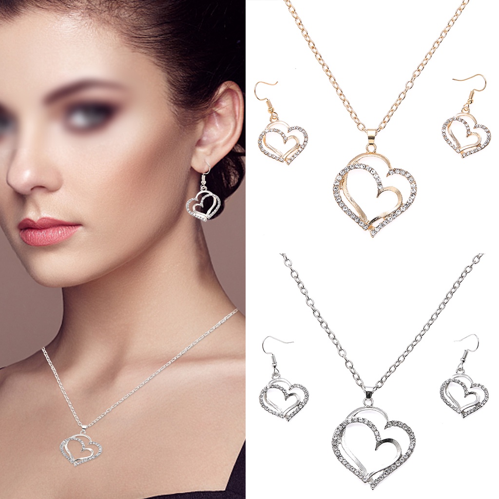 Hu Hu Hu Hu Hu Alat Bantu Pasang Kacamata♡ 1 Set Anting Kait Gantung Wanita Desain Hati Ganda 2 Warna Gaya Musim Panas Untuk Pernikahan