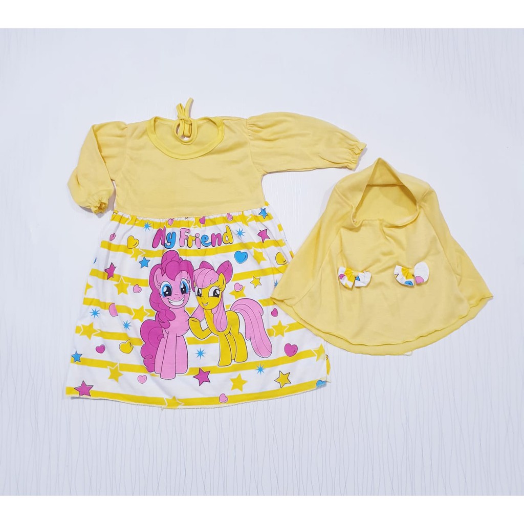 COD dress gamis anak perempuan little pony dan hijab