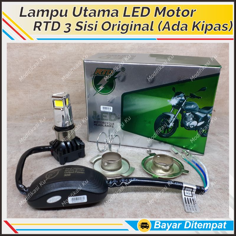 RTD 3 SISI M02D UTAMA MOTOR SUPER TERANG 30W GARANSI RAYTON AC DC LED H6 H4 VARIO BEAT VIXION NINJA 
