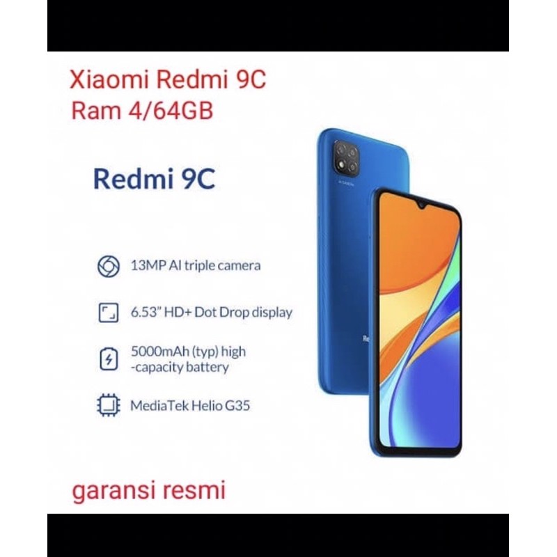 xiaomi redmi 9C ram 4 memory 64 new produk