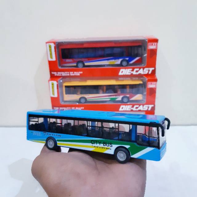 Diecast City Bus Alloy Pullback - Miniatur Mainan Anak Mobil Bis Kota