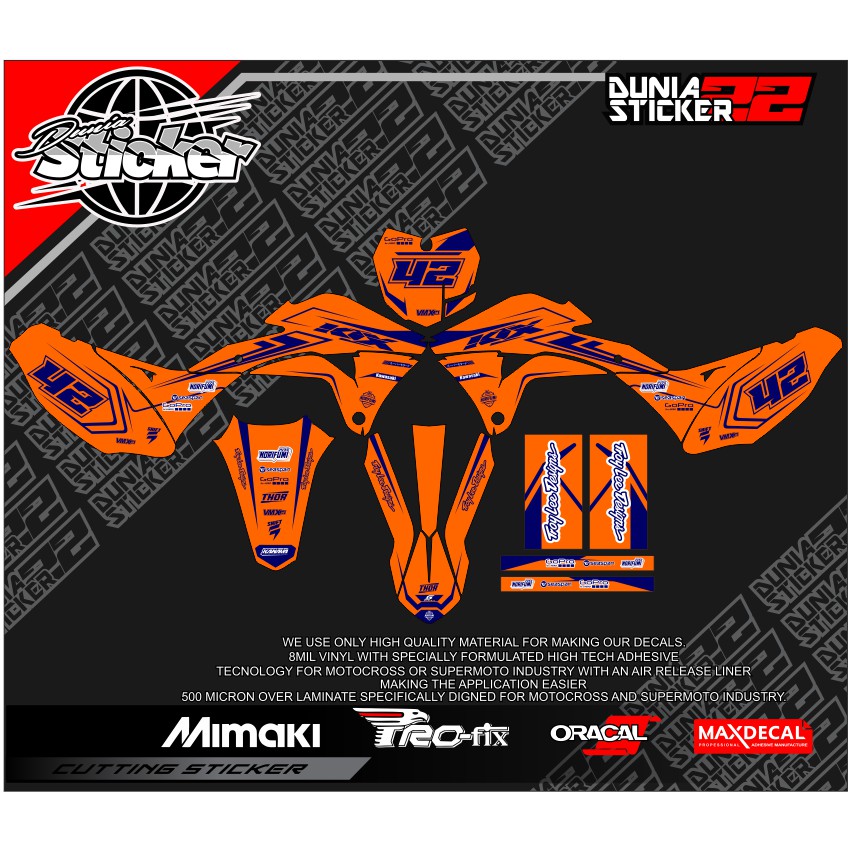 Decal Klx Gordon Warna Orange Kombinasi Biru desain minimalis harga termurah - Duniasticker22