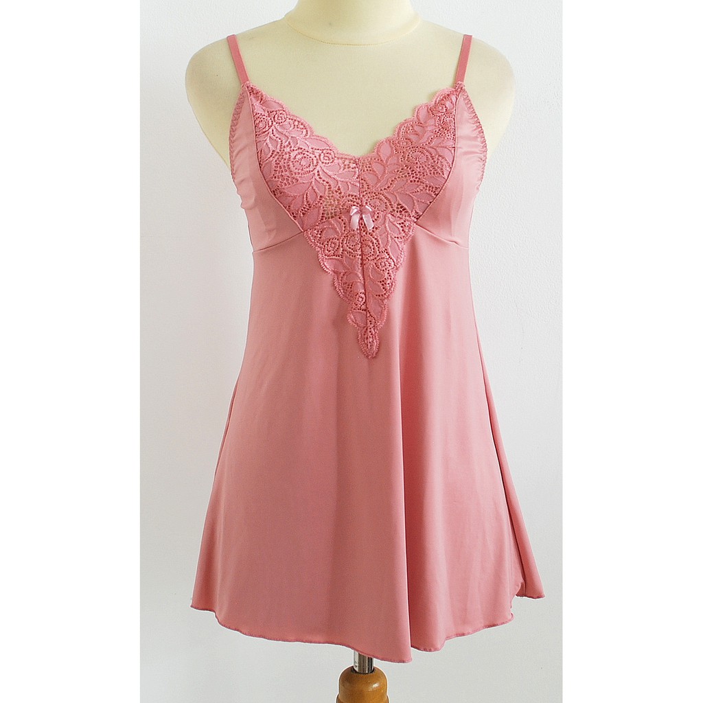 Lingerie Wanita Renda , Baju Tidur Setelan Sleepwear Elastis Lembut LILY WOLFF Best Seller LW7799PNK-4