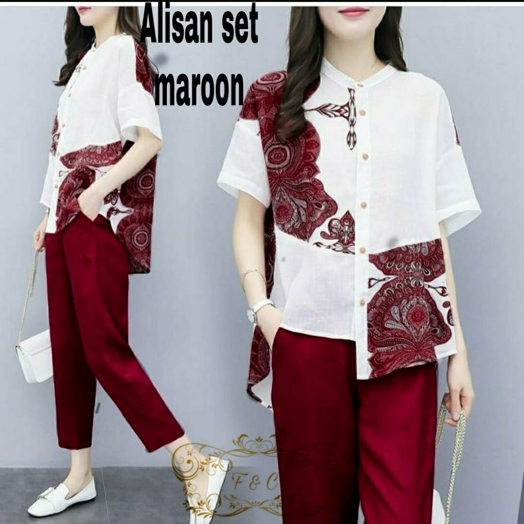 PCS SET ALISAN FE BAHAN BABYTERRY SETELAN ATASAN DAN CELANA 2 UKURAN L XL